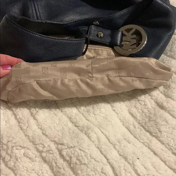 Authentic Michael Kors Navy Leather Hobo Bag - Picture 7 of 11